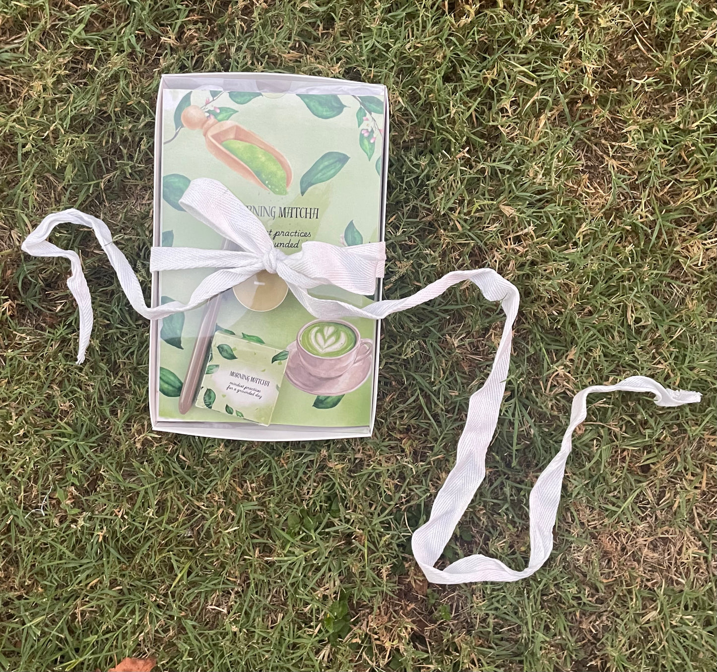 Morning Matcha Mindfulness Gift Box - my morning routine in a box. Journal, pen, mindset cards, and artisan candle