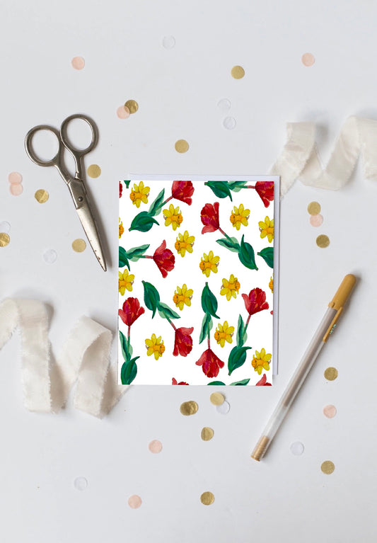 Spring bulb patterned note card