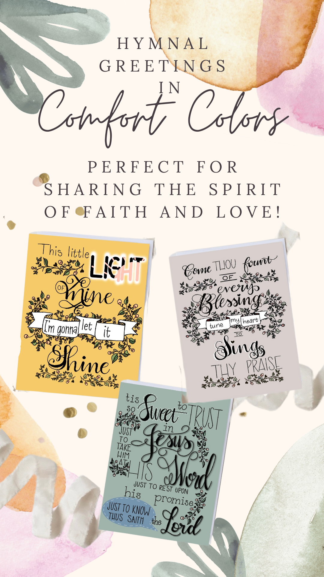 Comfort Colors Hymn Collection Bundle of Three Hymn Greeting Card Sets