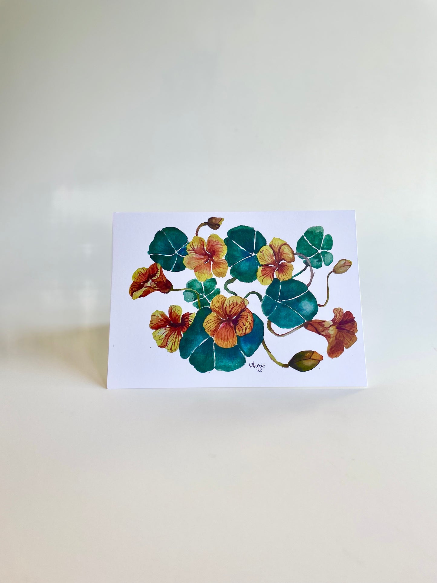 Fall’s Favorite Floral — Hand-painted Nasturtium Greeting Card