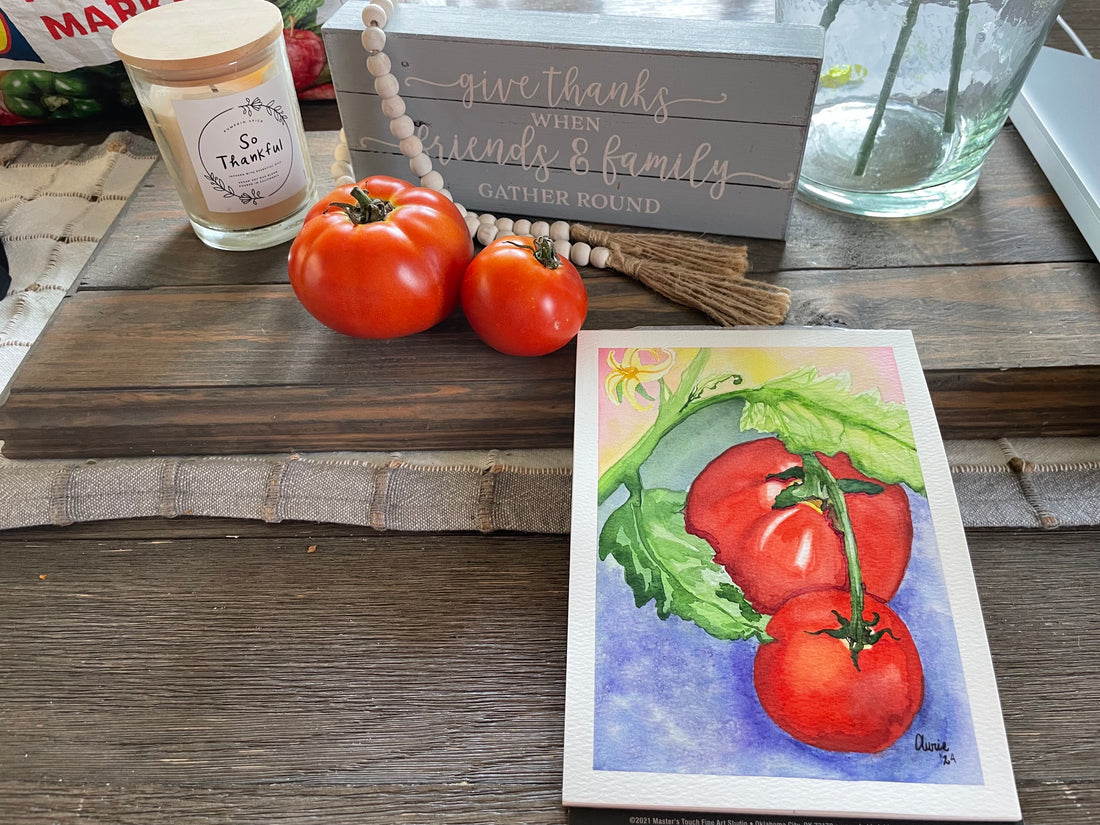 Bright Red Warm Tomatoes Watercolor Painting