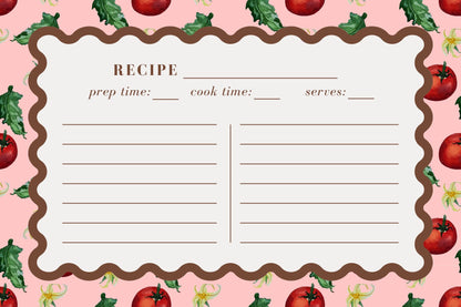 Tomato Recipe Cards | Watercolor Recipe Card Set | Kitchen Keepsake Cards | Botanical Stationery Gift