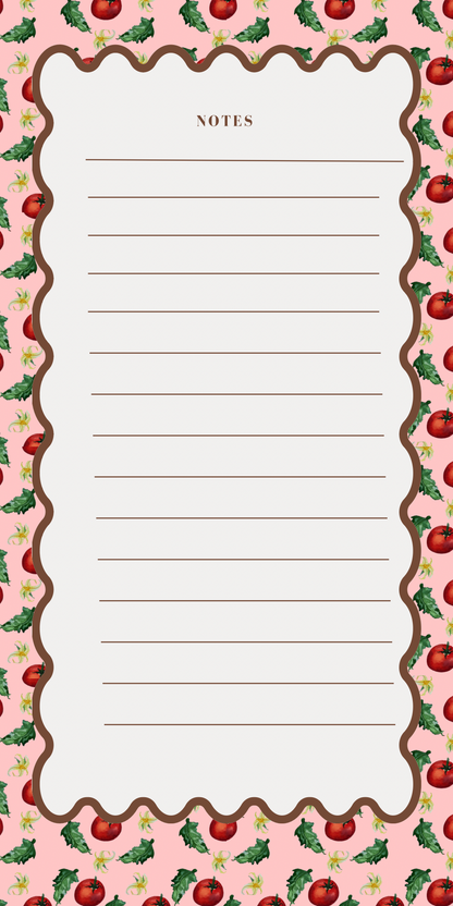 Tomato Lined Notepad | To Do List Pad | Grocery List | Botanical Stationery
