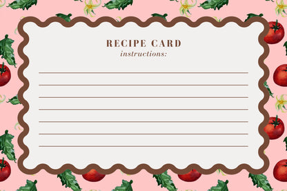 Tomato Recipe Cards | Watercolor Recipe Card Set | Kitchen Keepsake Cards | Botanical Stationery Gift