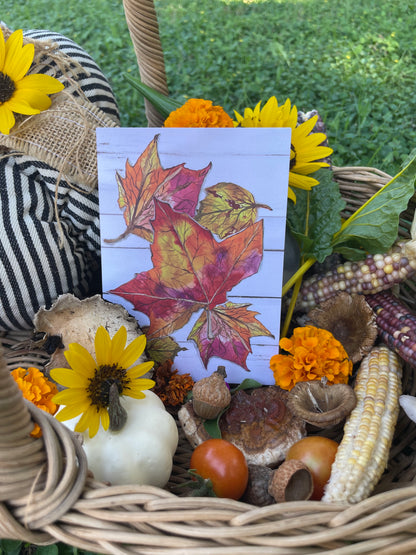 Autumn Crunch: Watercolor Leaf Greeting Card – Blank Inside for Fall Notes