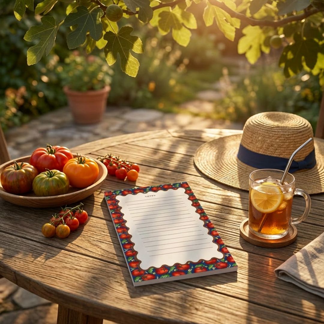 Tomato Lined Notepad | To Do List Pad | Grocery List | Botanical Stationery