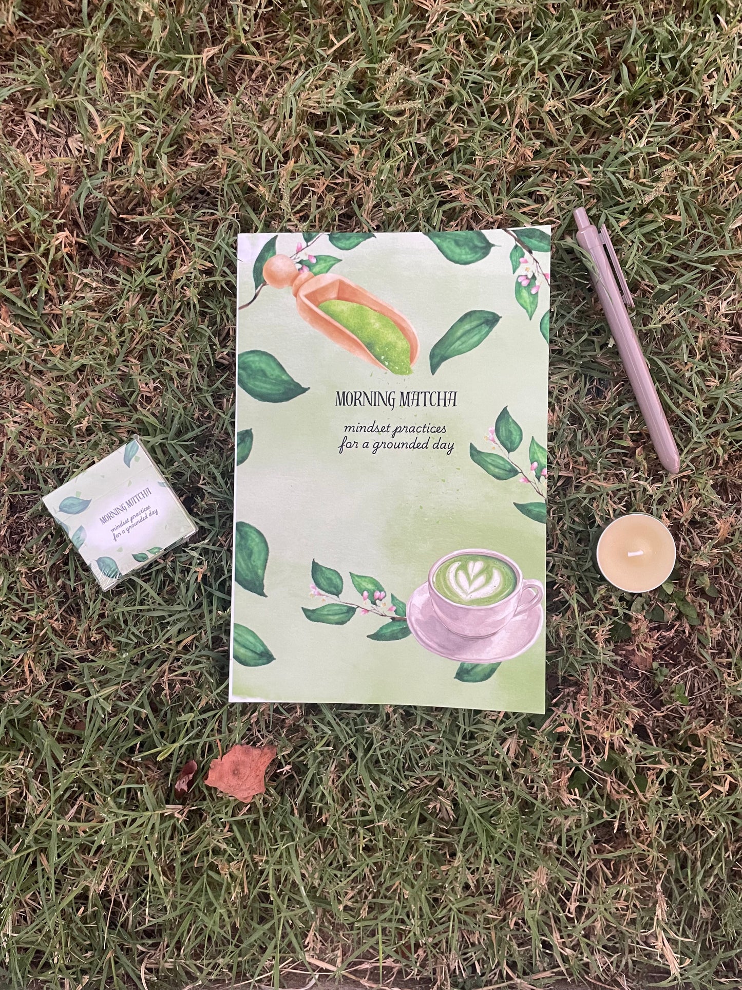 Morning Matcha Mindfulness Gift Box - my morning routine in a box. Journal, pen, mindset cards, and artisan candle
