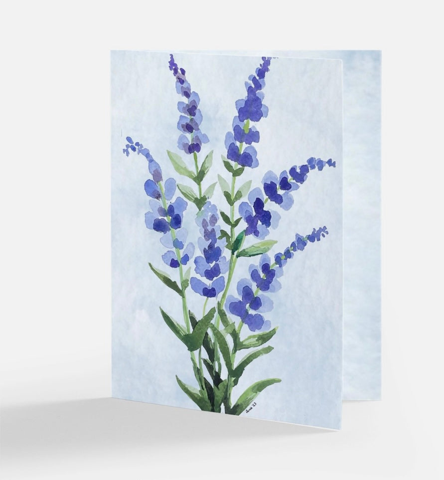 Lavender Botanical Watercolor Greeting Card: Exquisite Floral Artwork for Any Occasion