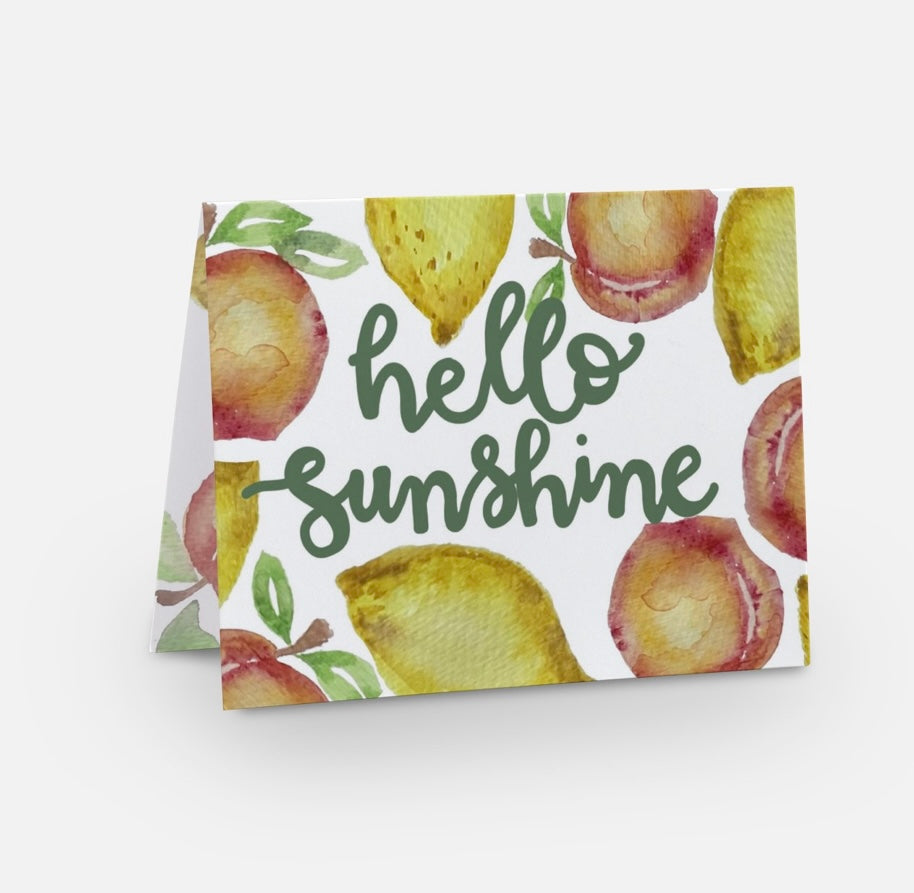 Hello Sunshine Lemons and Peach Summer Greeting Card