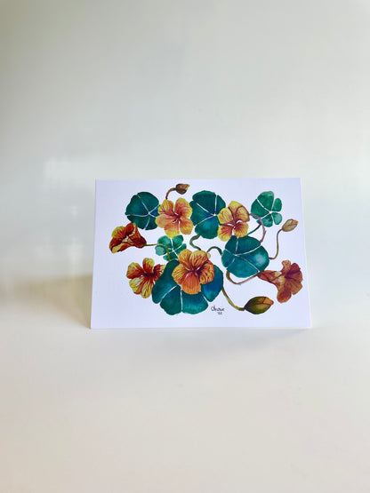 Fall’s Favorite Floral — Hand-painted Nasturtium Greeting Card