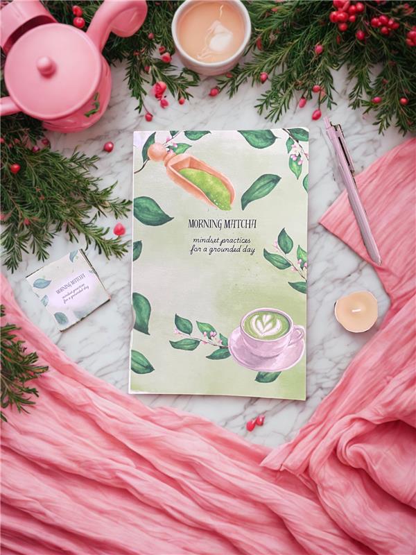 Morning Matcha Mindfulness Gift Box - my morning routine in a box. Journal, pen, mindset cards, and artisan candle