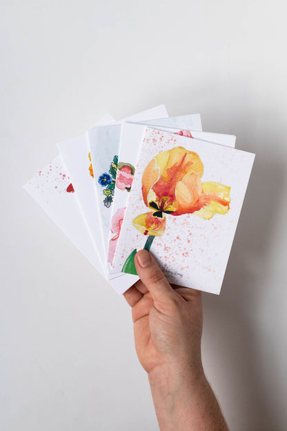 Spring Blooms Flower Greeting Cards - Mixed set- watercolor painting