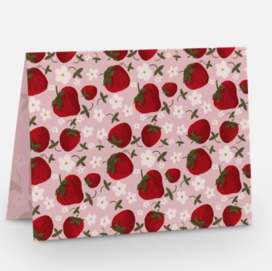 Strawberry Pattern blank Note Card