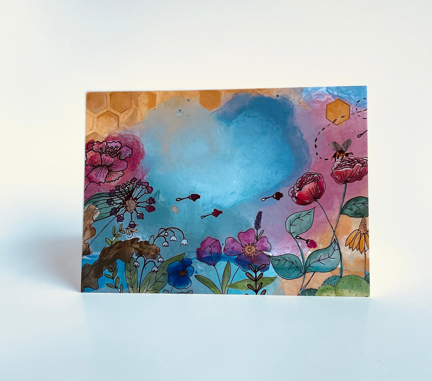 Watercolor whimsical garden greeting card