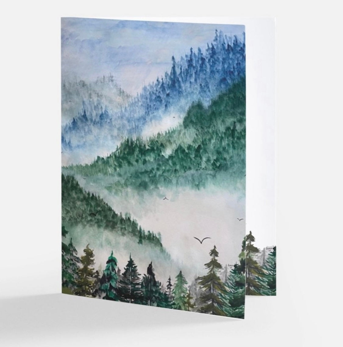 Best Selling Misty Forest watercolor card - hiking - blank - masculine